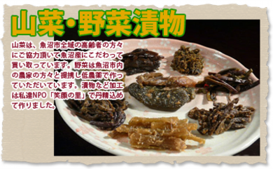 魚沼の山菜・野菜の漬物